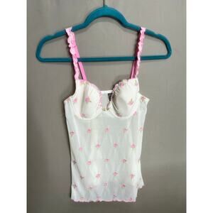 Babydoll Y2K Coquette Fairy Floral Tank Top Bra Corset Sheer Sz S